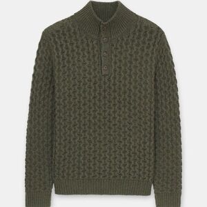 Naadam Mens Olive Cashmino Honeycomb High Neck Henley. Medium. Never Worn